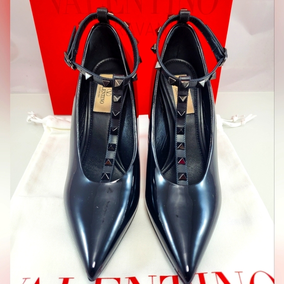 NEW$1250 VALENTINO Rockstud Patent Leather 100 Pumps With Matching Studs Sz 36.5 - Picture 10 of 16